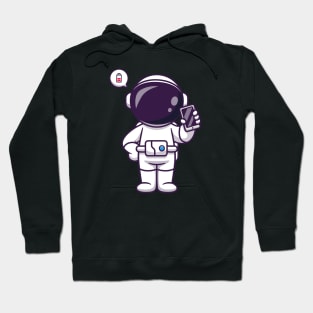 Cute Astronaut Holding Phone Cartoon Hoodie